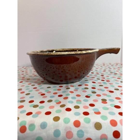 Hull Oven Proof Brown Drip Casserole Soup/ Pot Bean Pot Serving Bowl with Handle - Picture 2 of 6
